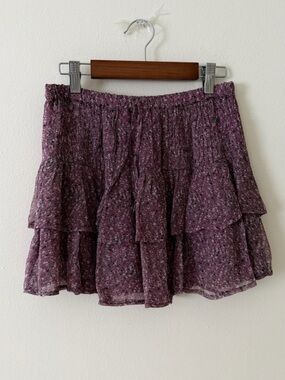 Tiered Mini Skirt in Dusty Plum Floral
